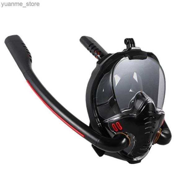 Máscaras de buceo máscara de cara inflable Silicona de doble tubo completamente seco Masilla de buceo Masilla de natación para adultos gafas de buceo de buceo