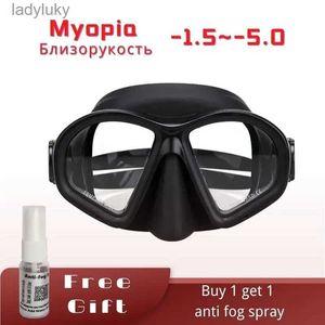 Masques de plongée Enfants masque de plongée myopie pour filles garçons adolescents lunettes gratuites verre trempé Anti-buée natation tuba masque de plongée L240122