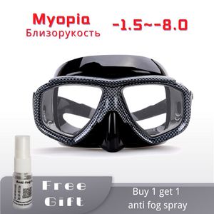 Diving Masks Myopia scuba diving Mask Snakeskin anti fog for spearfishing gear swimming masks googles nearsighted lenses short-sighted 230608