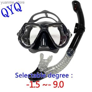 Masques de plongée QYQ Masque en apnée Masque optique Myopie Lunes de plongée Adulte Universal Power Lens Masque de plongée Y240410