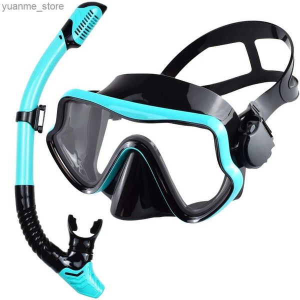 Máscaras de buceo Scuba Masquel de buceo Snorkel para adultos Vigor de vidrio templado Snorkel Panorámico Snorkel Entrenamiento de natación Kit de snorkel Y240410