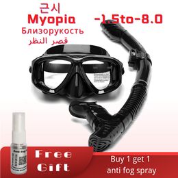 Máscaras de buceo Scubal Diving Mask Snorkels Set Anti-burst miopía lentes Anti-Fog adulto Buceo Natación Easy Breath Tube Snorkel Mask 230526