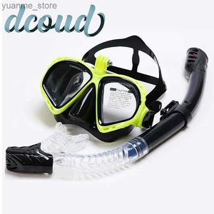 Duikmaskers snorkelenmasker duikuitrusting duikbenodigdheden met zwembuis anti-bevorderende waterdichte waterdichte zachte siliconenglazen maskers y240410