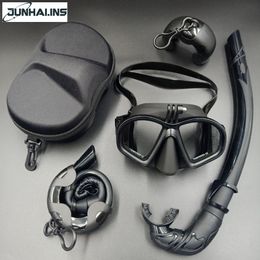 Máscaras de buceo Montaje húmedo Máscara de buceo de bajo volumen Máscara de buceo libre de vidrio templado Máscara de buceo tipo J Conjunto de snorkel con soporte de cámara Negro 230526