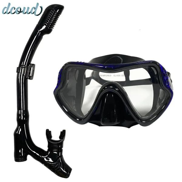 Masque de plongée avec tuba professionnel, antibuée, étanche, en Silicone souple, lunettes UV, ensemble pour adultes, plongée sous-marine 240321