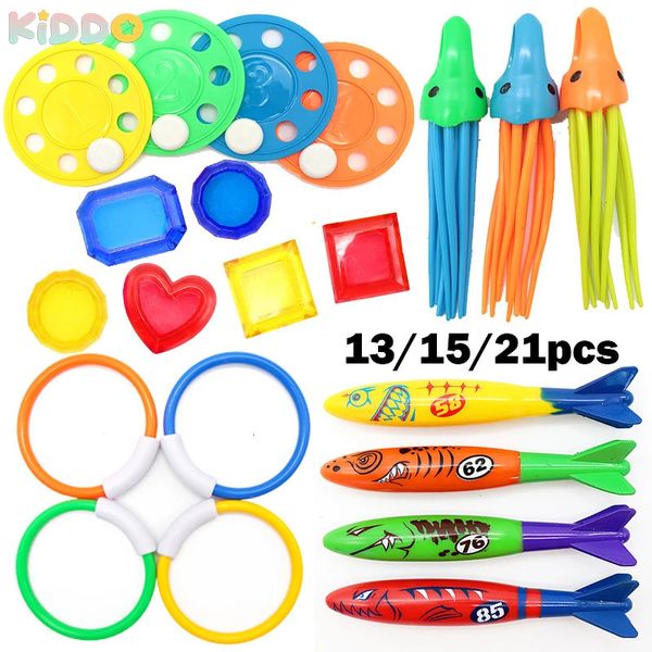 Toys de plongée Set Pool Pool Toys for Kids Sticks Diving Sticks Diving Rings Pirate Treasures Fish Toys Octopus Water Swim Bath Bath Toys 240321