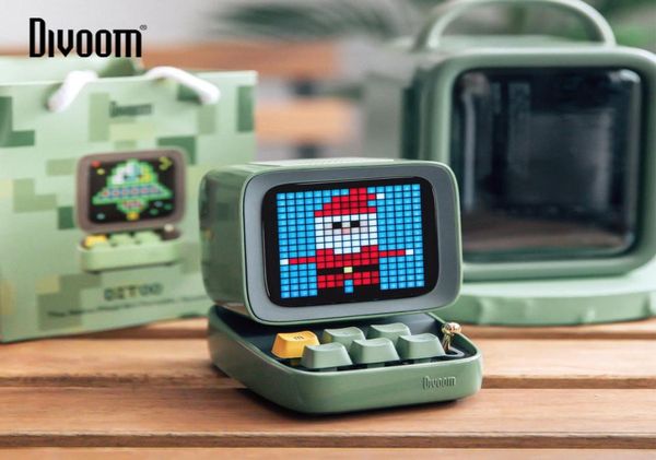 Divoom Ditoo Rétro Pixel art Bluetooth Haut-Parleur Portable Réveil DIY Écran LED Par APP Gadget Électronique cadeau Décoration de la Maison5467485