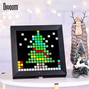 Divoom Pixoo Cadre photo numérique Réveil avec écran LED programmable Pixel Art, panneau lumineux au néon pour décor de cadeau de Noël 201211
