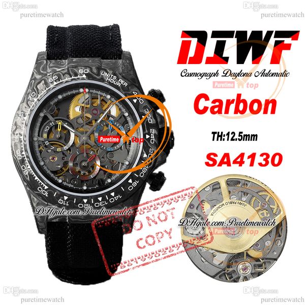 DIW Carbon SA4130 CRONOGROLO AUTOMÁTICO MARS MIRAR DIWF ORO AMARILLO Dial árabe Dial Nylon Strap Super Edition Same Puretime Reloj Ptrx F2 F2