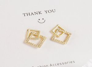 Diwenfu 100 14K diamant sieraden stud voor vrouwen Bohemie Betrokkenheid Onregelmatige Aros Mujer Oreja 14 K Gold Earring Box8956147