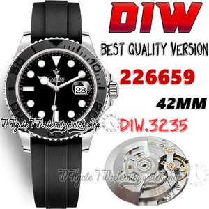 DiWF Y-M DiW226659 Cal.3235 SA3235 Automatische heren Watch 42 mm 3D Ceramische Bezel Black Dial White Markers 904L Roestvrije zaak Rubberen band Super versie Eeuwigheid Horloges