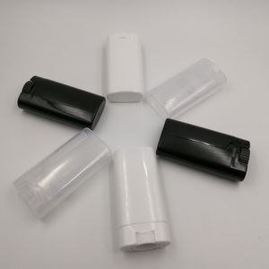 DIY 15 ml de plástico con contenedores de desodorante ovalado de plástico Botella 15 g Tubos de lápiz labial de bálsamo labial de moda blanca transparente