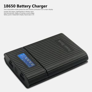 DIY 18650 Charger Power Box LCD Affichage numérique Fast Charging Power Bank Case Double USB Sortie Micro USB Type-C Entrée sans batterie