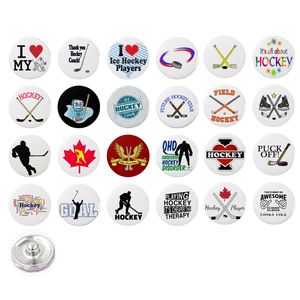 DIY Interchangeable 18mm Cabochon Verre Pierre Bouton Sport Cadeau Hockey Sur Glace Bouton pour Snap Bijoux Bracelet Collier Anneau Boucles D'oreilles