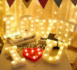 DIY 26 Engelse Letter LED-nachtlampje Marquee Teken Alfabet 3D Muur Hangend Nachtlampje Thuis Bruiloft Verjaardagsfeestje Decor8774415