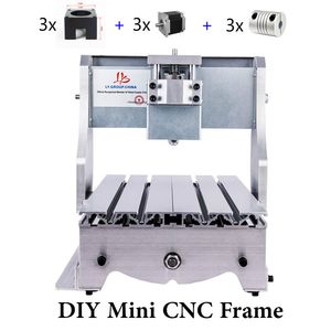 DIY 3020 3 AXIS MINI CNC FRAME VAN CNC RIDRAVER GRAVER MAIRE MACHINE Trapeziumvormige schroef en kogelschroef met stiefmotoren en koppeling