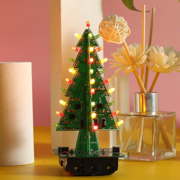 DIY 3D Christmas Tree Soudering Practice Electronic Science Assemble Kit 3 Couleur / 7 Couleur Couleur LED PCB Arbre de Noël