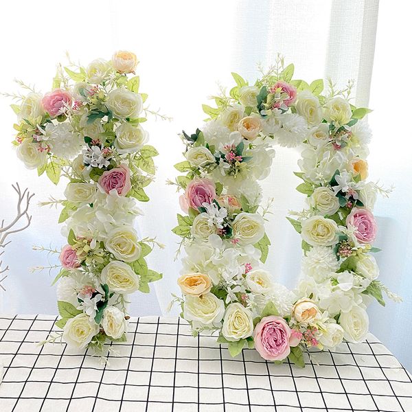 DIY 3D Floral Rose Lettres Numéro pour Baby Shower Anniversaire Décoration Creative Fleur Artificielle Mur Fête Événement De Mariage Décor 201222