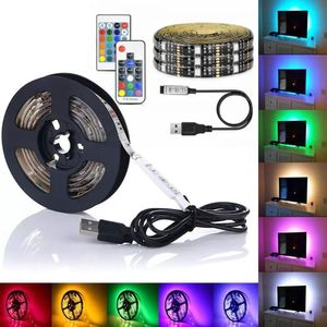 Bricolage 5050 RGB LED bande étanche DC 5V USB bandes lumineuses à LED ruban Flexible 1M 2M 3M 4M 5M ajouter une télécommande pour le fond de la télévision