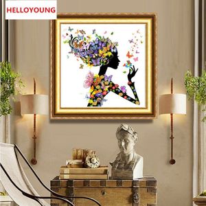 DIY 5d Diamond Broiderie Belle fille Round Diamond Painting Cross Stitch Kits Mosaic Painting Home Decoration226h