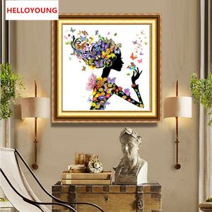 DIY 5d Diamond Broiderie Belle fille Round Diamond Painting Cross Stitch Kits Mosaic Painting Home Decoration285L