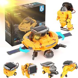 DIY 6 in 1 Solar Robot Auto Ruimteschip Speelgoed Technologie Wetenschap Kits Solaire Energie Technologische Gadgets Wetenschappelijk speelgoed Jongens 240307