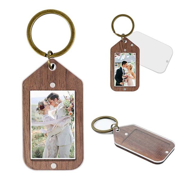 Porte-clés en acrylique bricolage faveur du parti avec cadre photo porte-clés de voiture porte-clés promotionnels