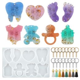 Bricolage bébé anniversaire en silicone pendant moule à pied du pied mamelon de mamelon époxy artisanat outil de fabrication de bijoux bijoux collier de boucles d'oreilles