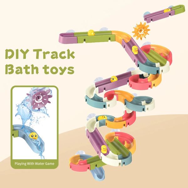 Bricolage bébé jouets de bain courir assemblage piste salle de bain jeu d'eau pour enfants baignoire bain douche enfants jouer eau Spray jouet ensemble enfants 240228