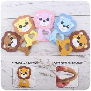 DIY Baby Products Cartoon Animal Lion Tand Lion Kids Creative Silicone Bit Theitting Stick Safe Food Grade Molair speelgoed 231221