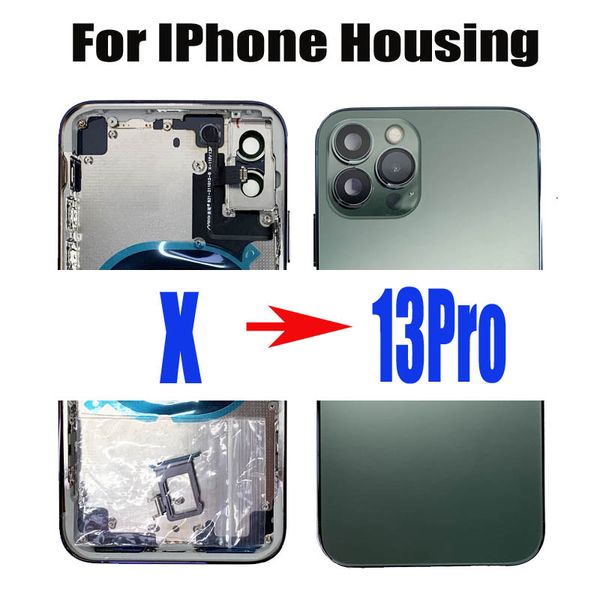 Boîtier de couverture arrière bricolage pour X à 13 14 Pro remplacement du cadre central de la batterie arrière pour iPhone X comme boîtier 13 Pro, X à iPhone 13Pro