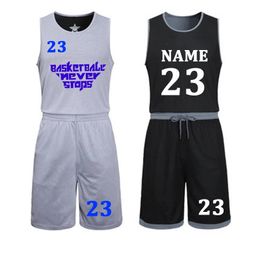 DIY camisetas de baloncesto Set Uniformes kits Niño Hombres Reversible Camisetas de baloncesto pantalones cortos traje Ropa deportiva Doubleside Sportswea 240306