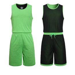 DIY Basketball Jerseys Set uniformen Kits kindermannen omkeerbare basketbal shirts shorts suite sportkleding dubbele zijde sportwea