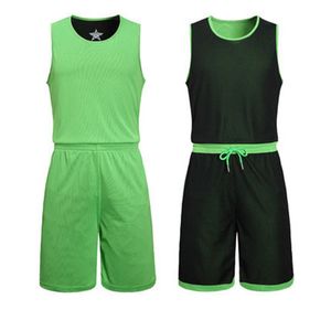 DIY Basketball Jerseys Set uniformen Kits kindermannen omkeerbare basketbal shirts shorts suite sportkleding dubbele zijde sportwea