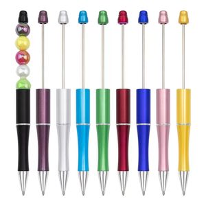 Stylos à bille perlés DIY, stylo à bille rotatif en plastique, fournitures scolaires et de bureau, outil d'écriture artisanal