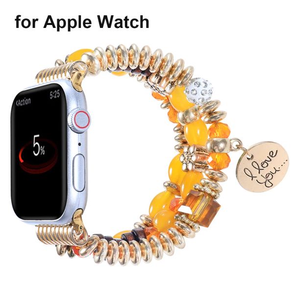 Bracelet perlé de bricolage pour la bande de montre Apple Watch Iwatch Series 7 / SE / 6/5/4/3/2/1 Femme STRAP élastique Stretch pour le remplacement des bandes IWatch