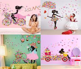 DIY Belle fille Home Decor Sticker Sticker Fleur Fairy Wall Sticker Sticker Personalité Butterfly Cartoon Mur Mural pour Kid0398635799