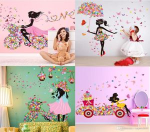 DIY Mooie meid Home Decor Wall Sticker Bloem Fairy Wall Sticker Sticker Sticker Persoonlijkheid vlinder stripwand muurschildering voor KID0396875323