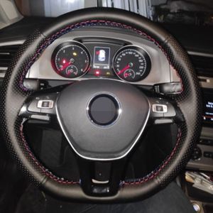 DIY Black Artificial Leather Car Steering Wheel Cover For VW Golf 7 Mk7 Polo Jetta Passat B8