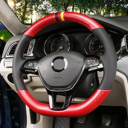 DIY Black Fiber Leather Car Stuuring Wheel Cover voor Volkswagen VW Golf 7 MK7 Nieuwe Polo Jetta Passat B8 Tiguan Sharan Touran