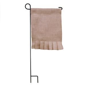 Drapeau de jardin en toile de Jute vierge à volants, drapeau suspendu en lin, décoration de maison, bannière Portable, taille 31cm x 46cm, DIY bricolage