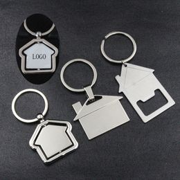 DIY Blank House Keychains onroerend goed metalen sleutelhanger hanger mode -accessoires sleutelhanger