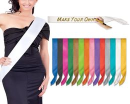 DIY Blank Sashes Socle de décoration de l'épaule pour Lady Hen Party Célébration de mariage Satin Sash Bachelorette Get Together Supplies 166083201