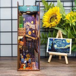 DIY Boekhoekje Insteekplankkits Houten miniatuurbouwpakket Van Goghs Wereld Boekensteun Boekenplank Woondecoratie Ambachtelijke Geschenken 240220