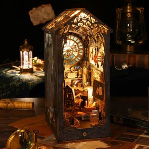DIY Book Nook Kit 3D Wooden Bookshelf Miniature Building Kits Home Decor Creative Model for Adults Halloween Christmas Gifts 240220