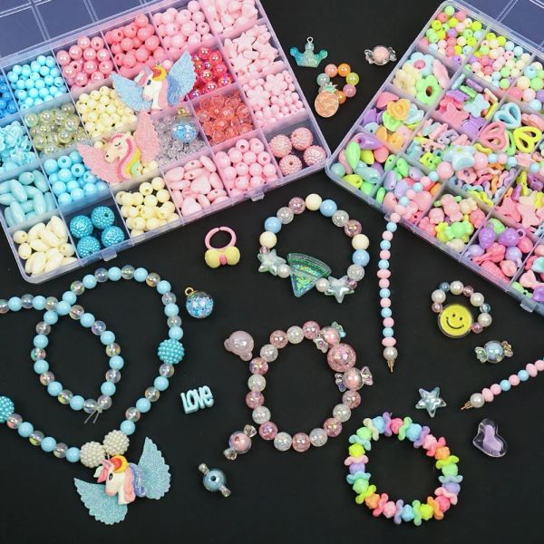 Bricolage Bracelet Making Kit Beads Collier Manuel Toys for Girls Pearls Games Handmade Children's Gift Horses Material Elastic Kids