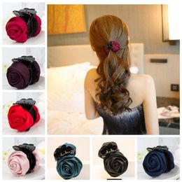 DIY BRIDAL HOOFDHOP Koreaanse stijl Rose Hairpin Wedding Flocking Doek Red Rose Flower Hair Clips Diy Elegante haaraccessoires