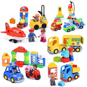DIY Drukke City Site Truck Bouwstenen Duploed Bricks Speelgoed Voor Kinderen Kerstcadeaus Onderwijs LJ200928