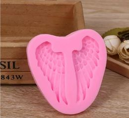 DIY Cake Molds Silicone 1 Par de Angel Wings Shape Freeze Tools Cupcake Topper Fondant Sugar Craft Candy Chocolate Gumpaste Moldes Cocina SN6580