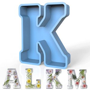 DIY Capital Letter Moule de silicone Epoxy Resin 3D Moule alphabet pour la fête d'anniversaire Couple Couple de mariage Décoration Home Decoration